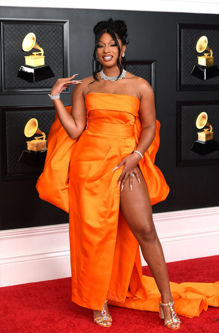 Megan Thee Stallion in Dolce & Gabbana and Chopard Jewelry Grammys 2021